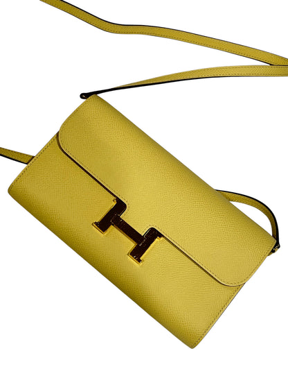 Hermès - pochette constance on the go epsom jaune poussin