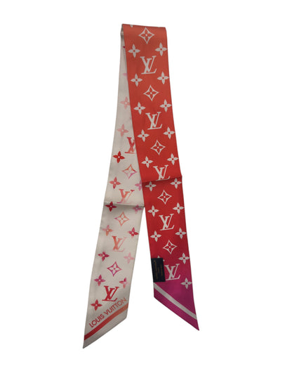 Louis Vuitton - Twilly Nano Monogram Aquarelle en soie rose et orange