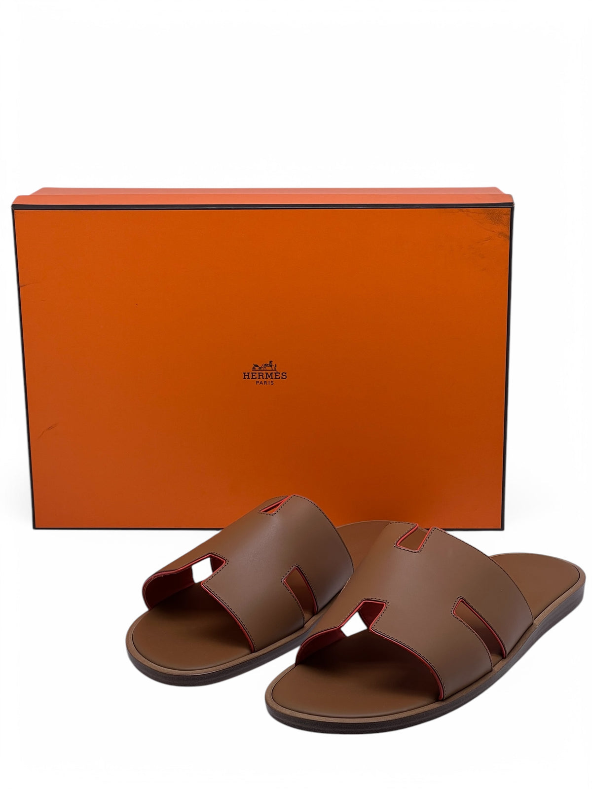 Hermès - Natural/orange Izmir sandals