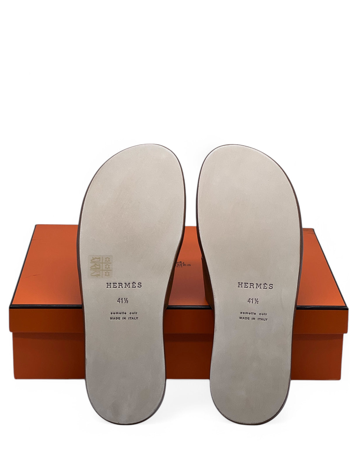 Hermès - Natural/orange Izmir sandals