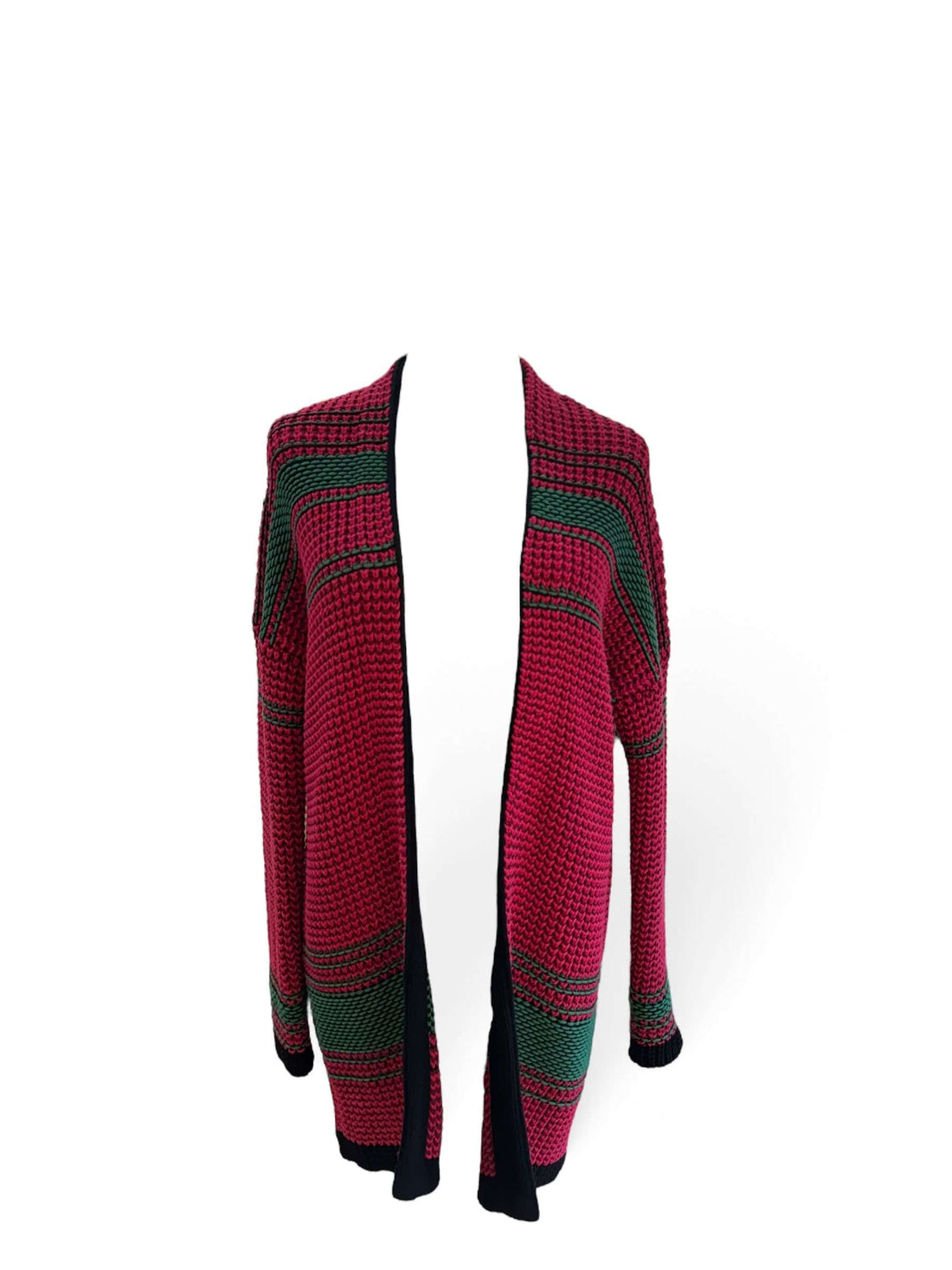 Maje - Gilet crochet rose et vert TM