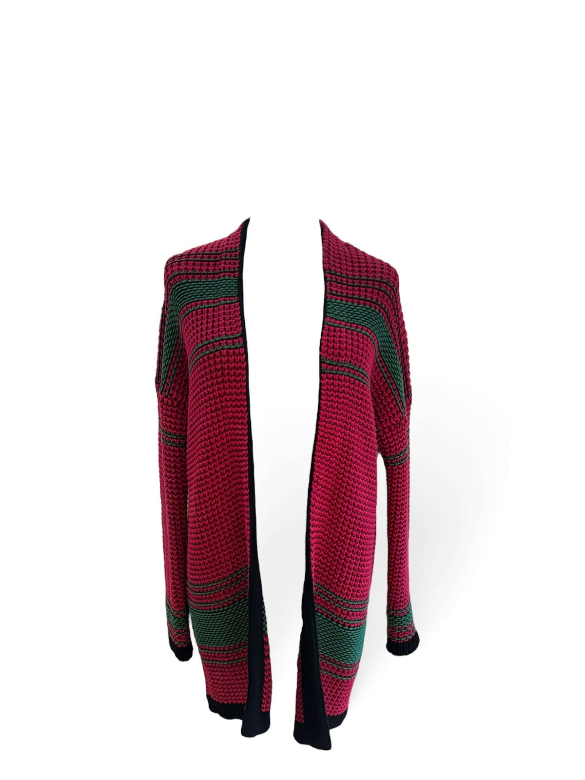Maje - Gilet crochet rose et vert TM