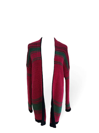 Maje - Gilet crochet rose et vert TM