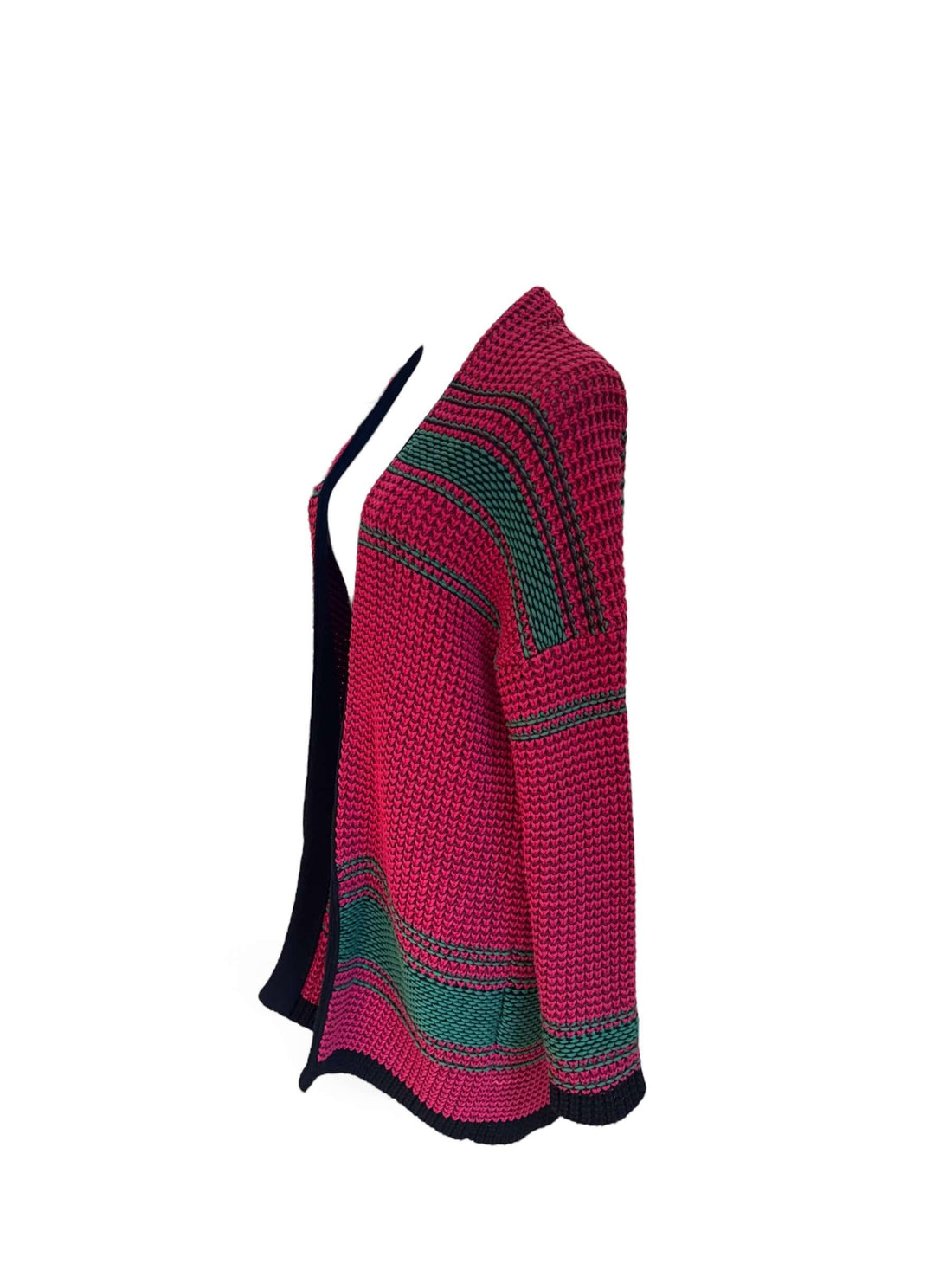 Maje - Gilet crochet rose et vert TM
