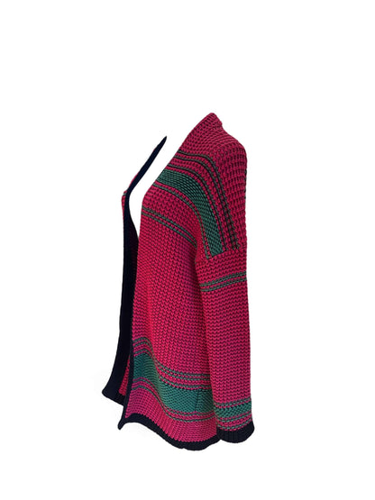 Maje - Gilet crochet rose et vert TM