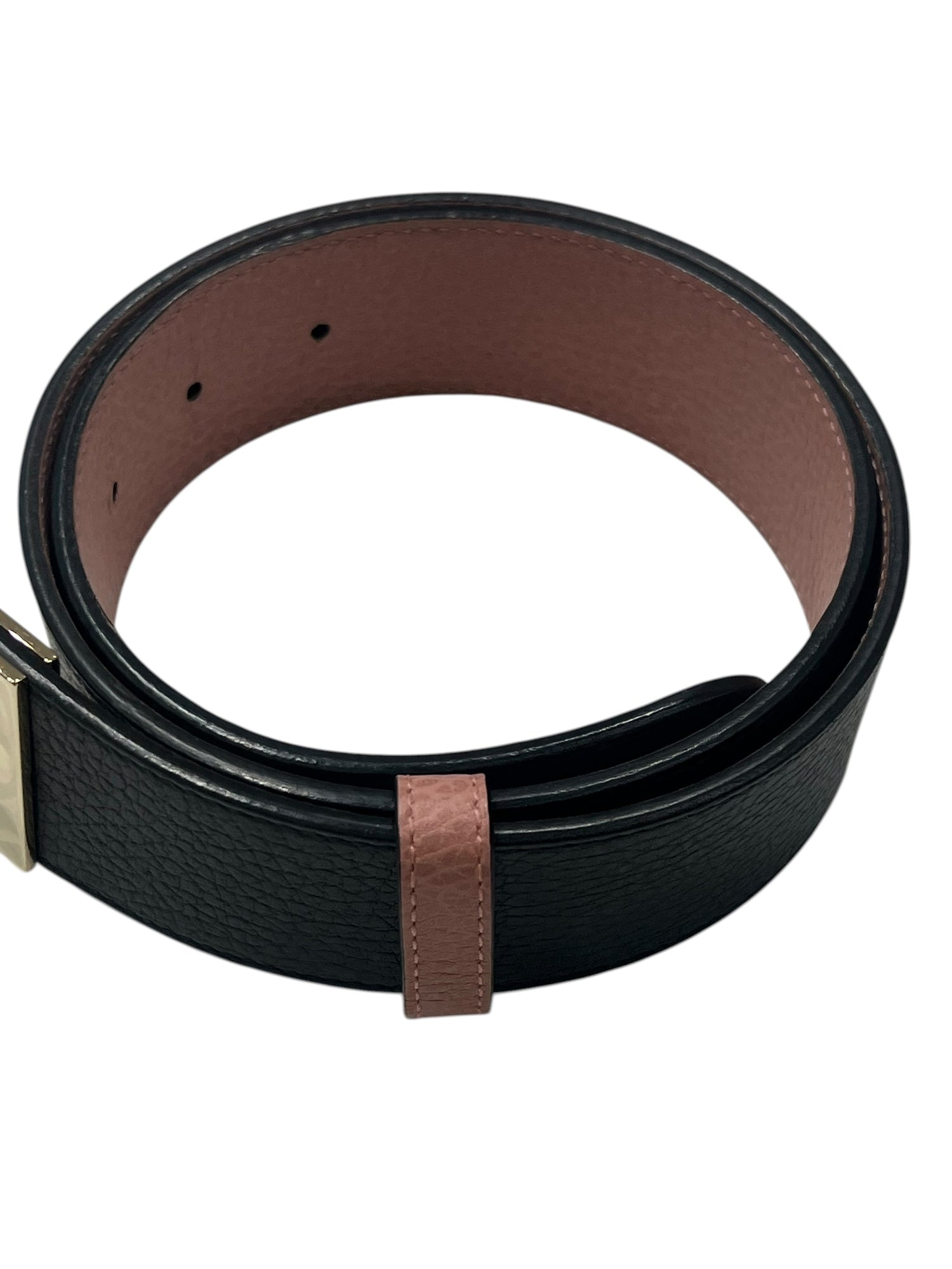 Gucci - ceinture bi colore cuir noir et rose réversible