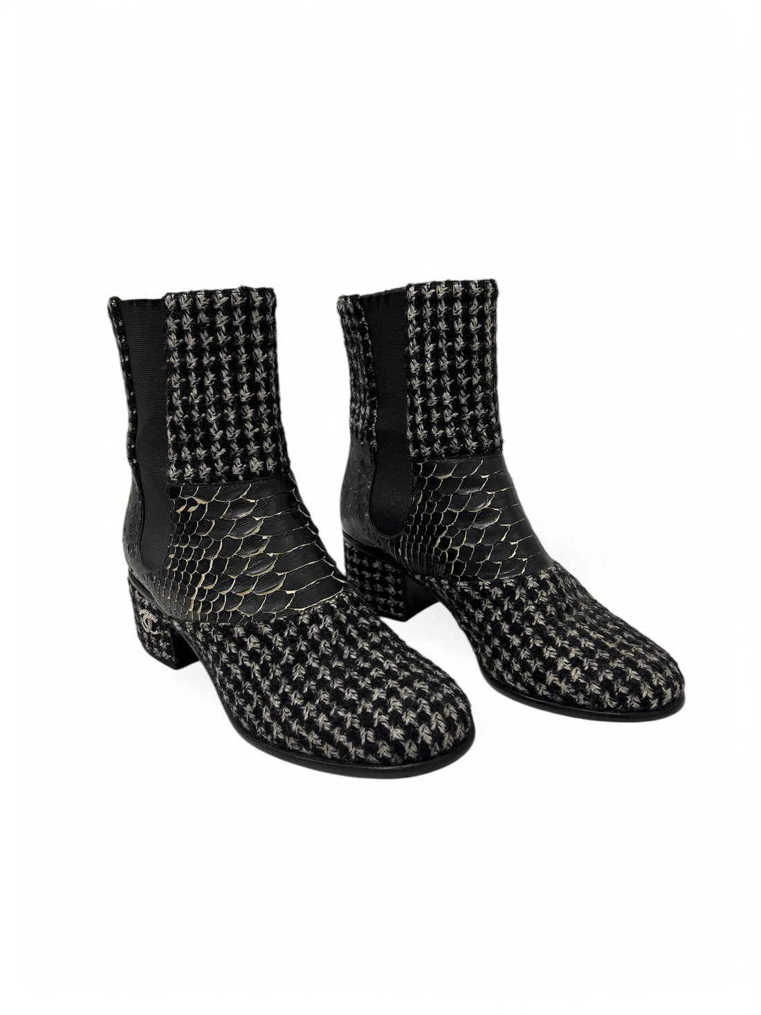 シャネル - ツイードとパイソンのブーティ t.38