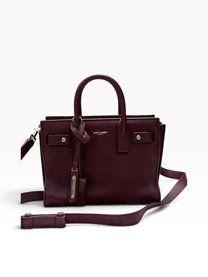 Saint Laurent - sac de jour nano souple cuir bordeaux
