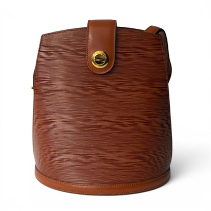 Louis Vuitton - Sac à main en cuir épi marron Cluny