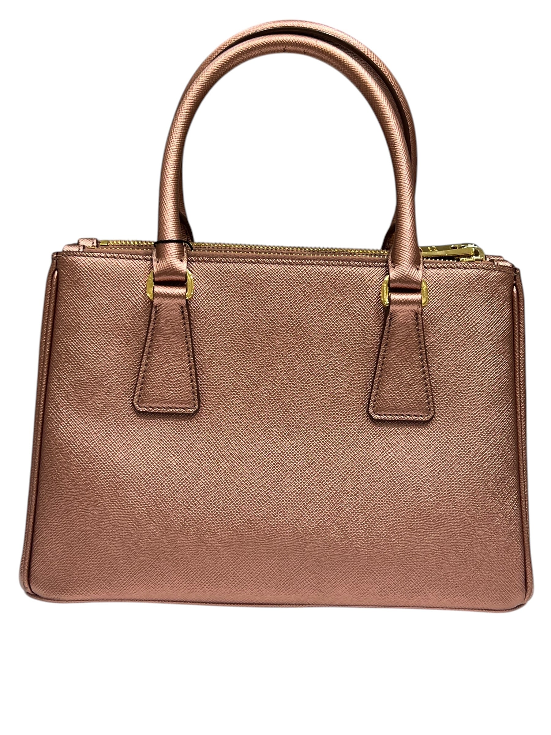 Prada - Small Galleria bag in rose gold Saffiano leather
