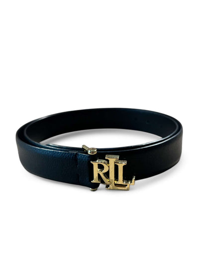 Ralph Lauren -Ceinture cuir noir boucle or TM
