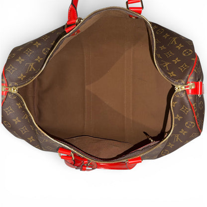 Louis Vuitton - Sac Keepall 50 Monogram et cuir rouge