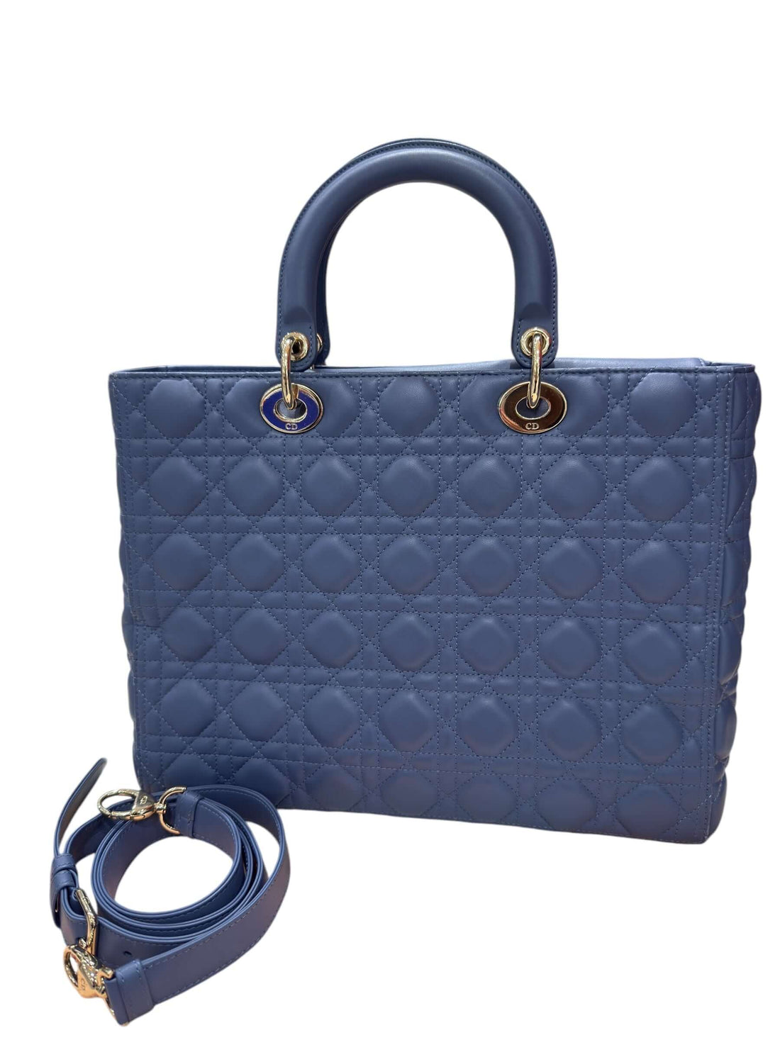 Christian Dior - Sac Lady Dior Large en cuir bleu orage