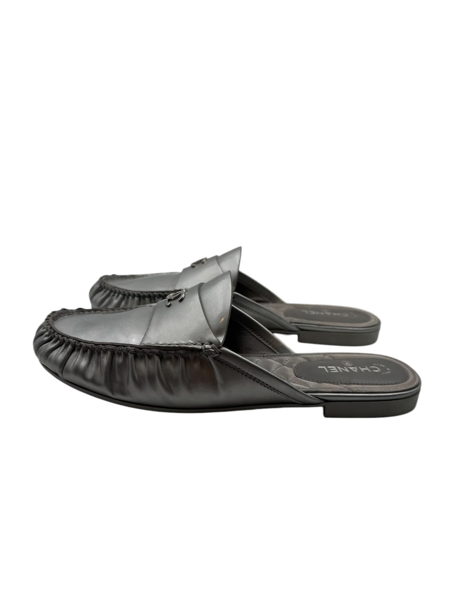 Chanel - Silver Chanel Mules Size 37