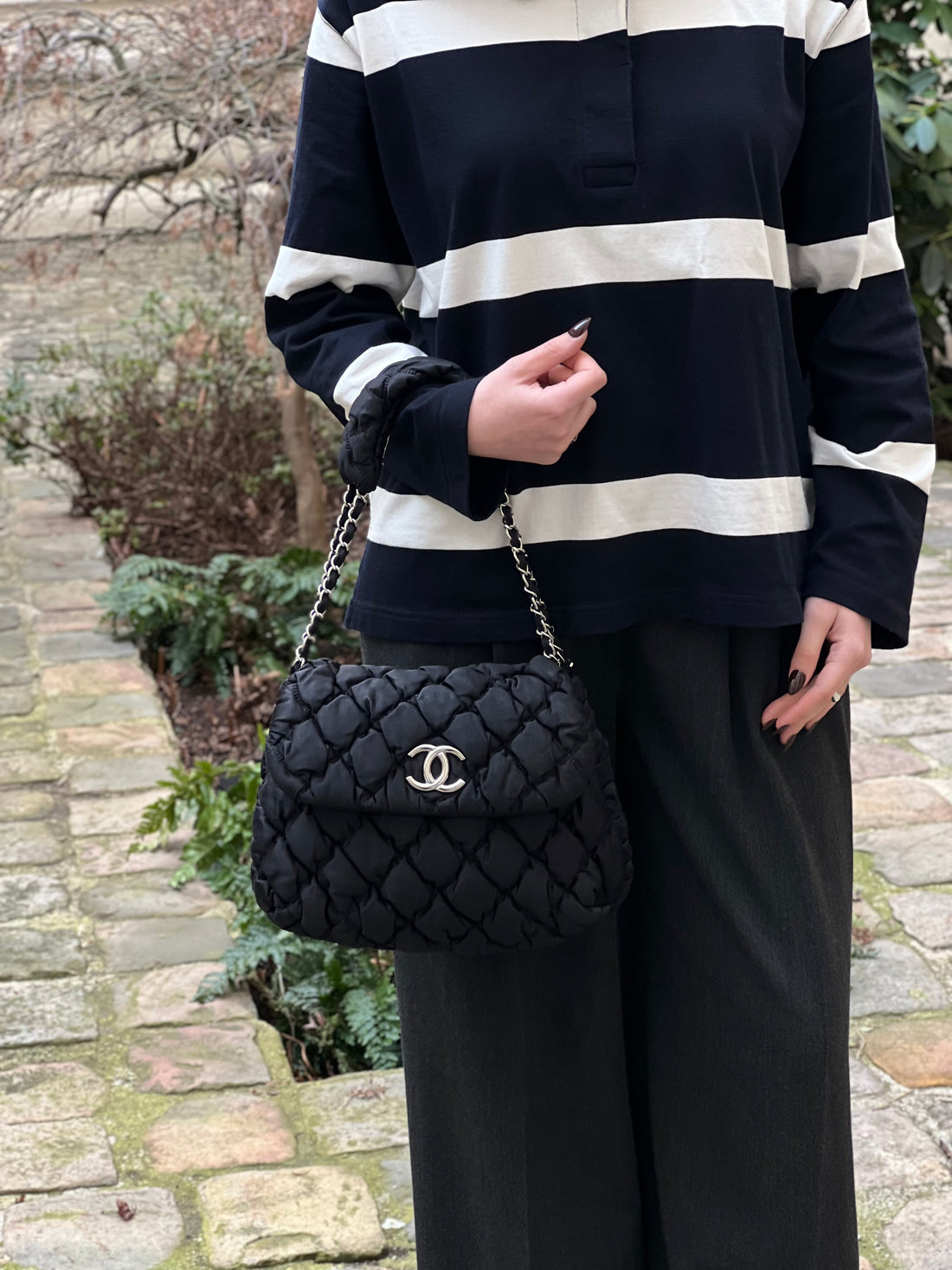 Chanel - Borsa a patta semplice trapuntata a bolle