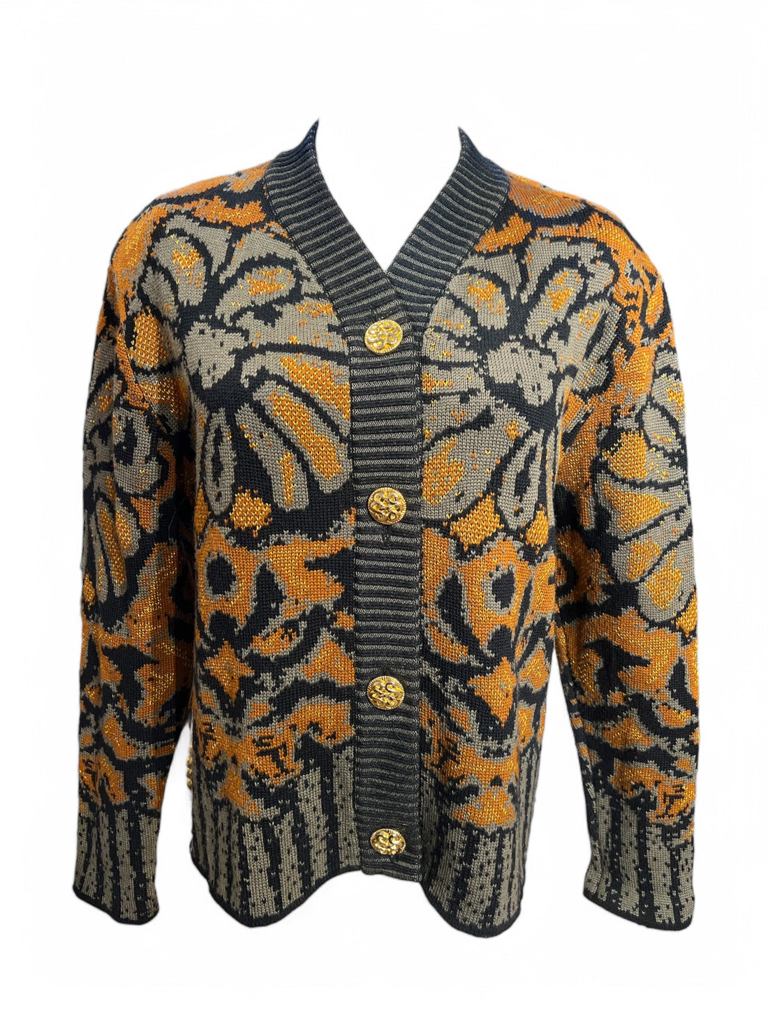 Yves Saint Laurent - Gray and orange cardigan