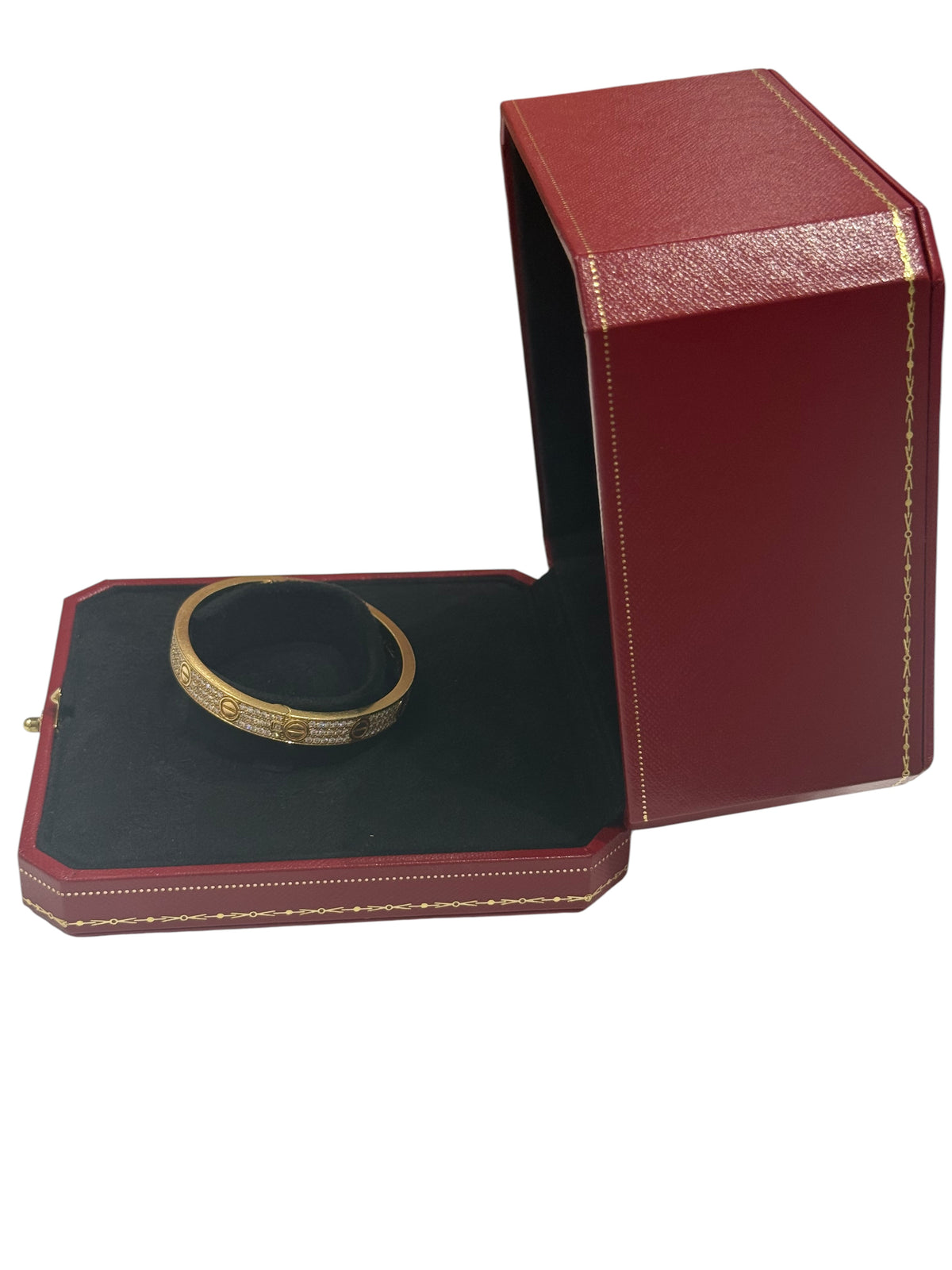Cartier - Love pavé diamond bracelet in yellow gold size 17