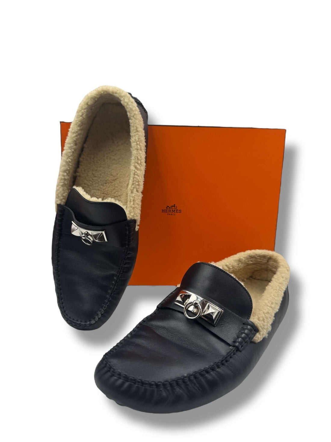 Hermès -  Mocassin Irving cuir noir T44