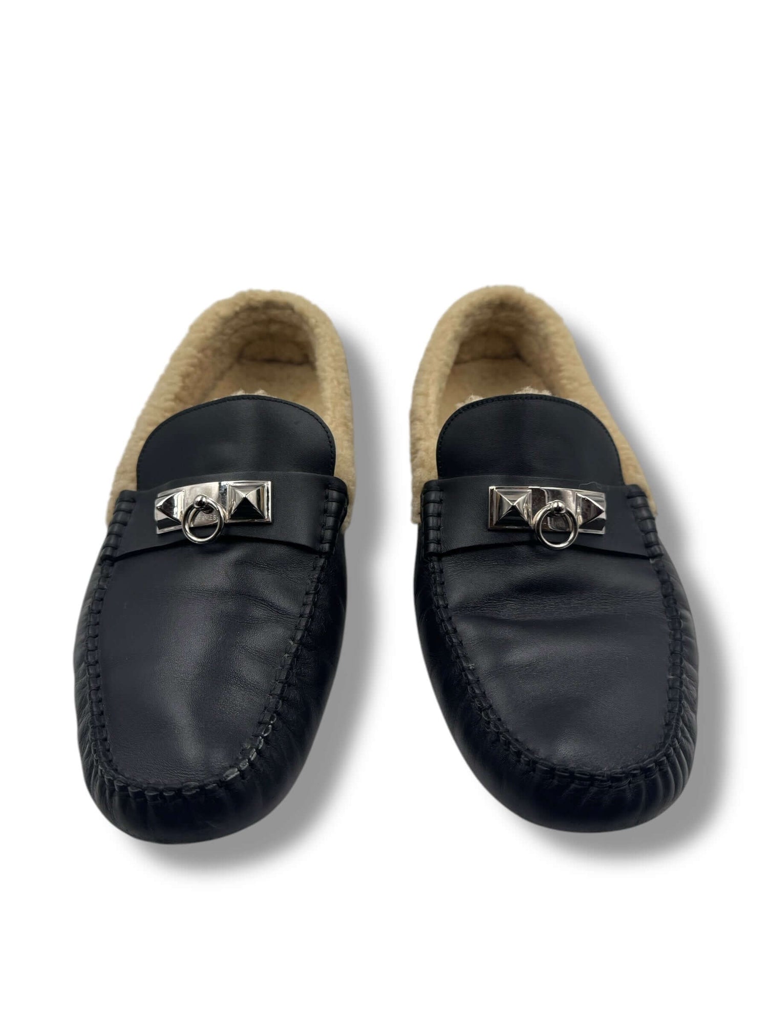 Hermès -  Mocassin Irving cuir noir T44