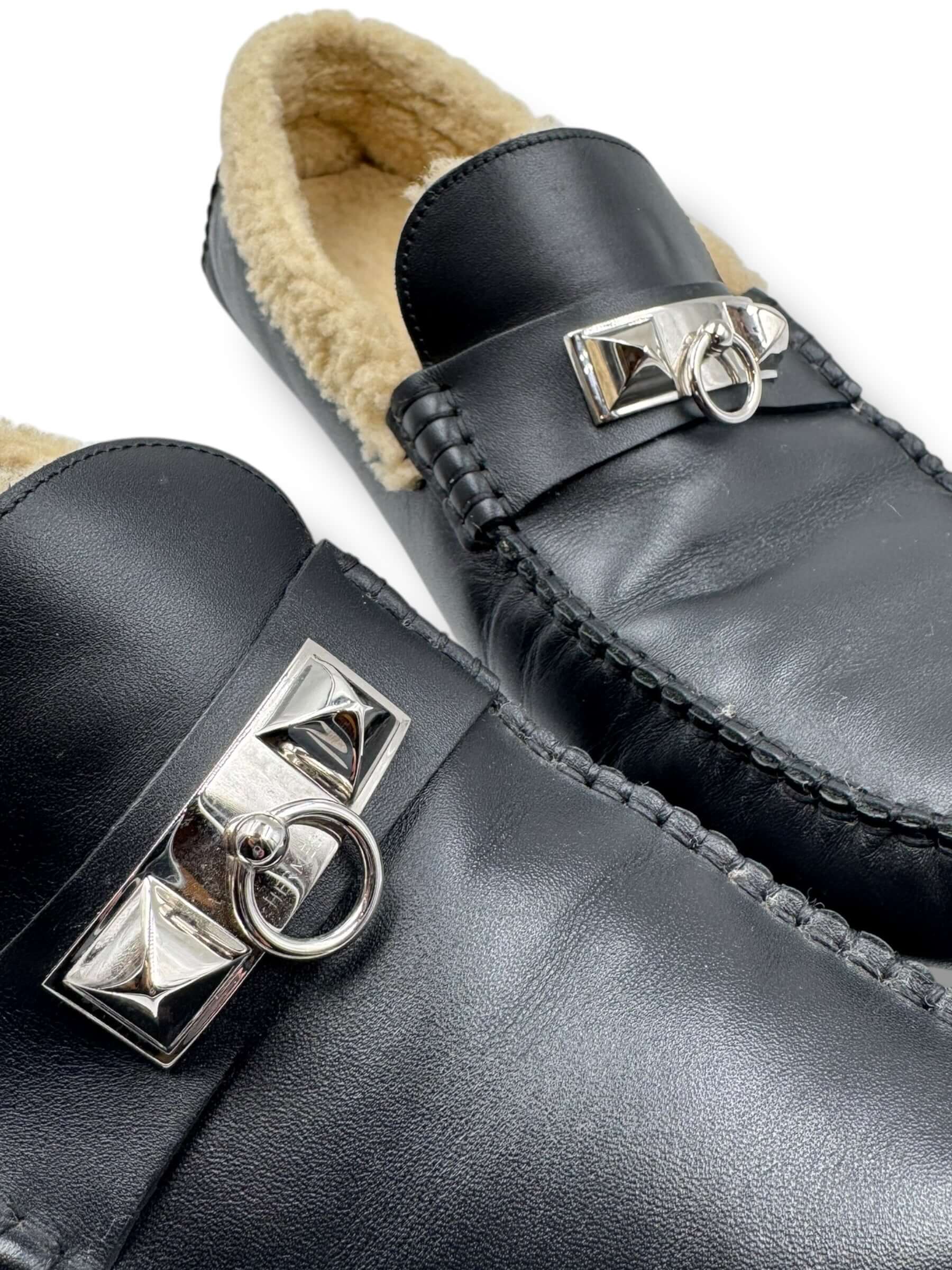 Hermès -  Mocassin Irving cuir noir T44