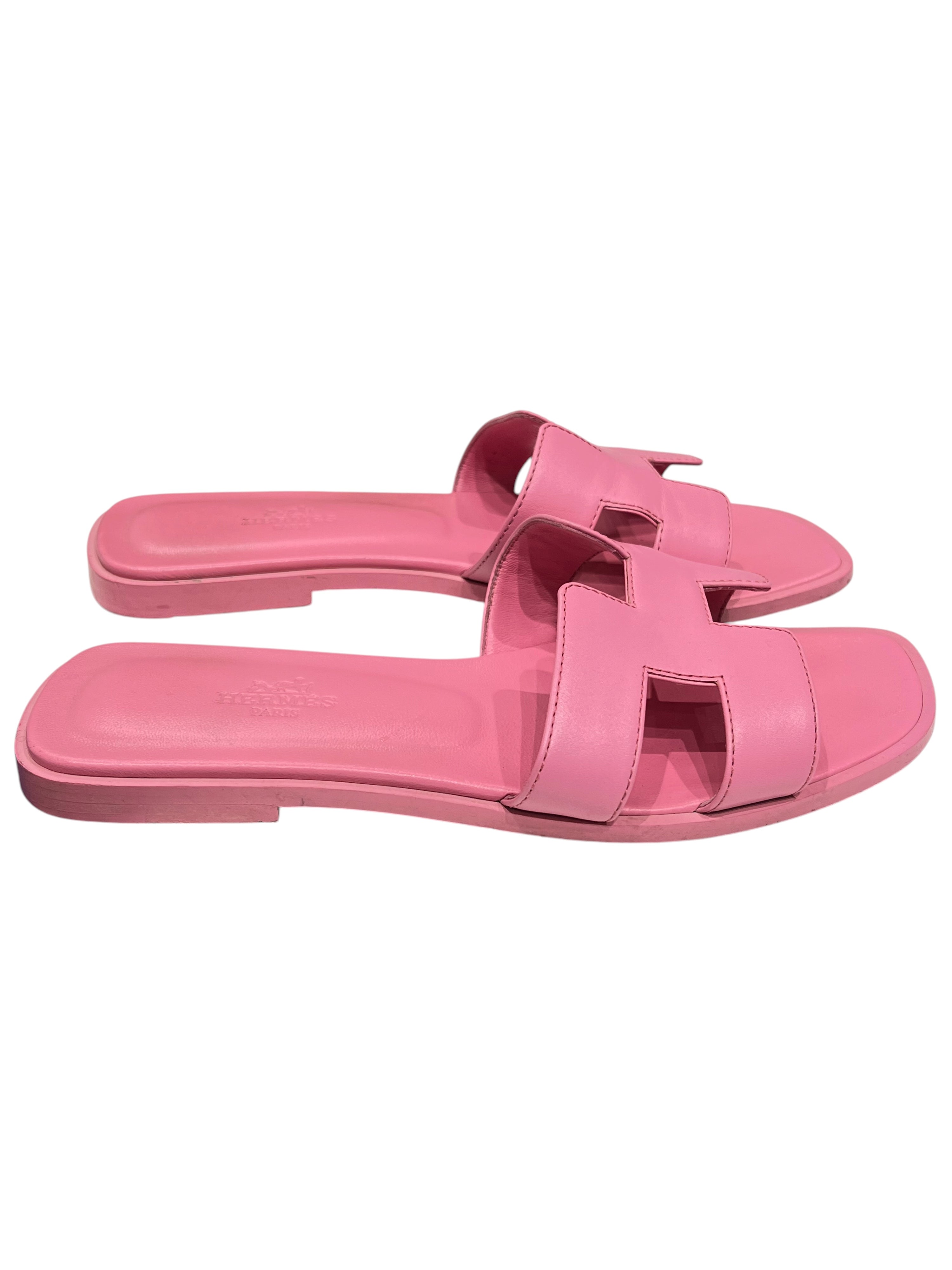 Hermès - mules Oran rose T 37