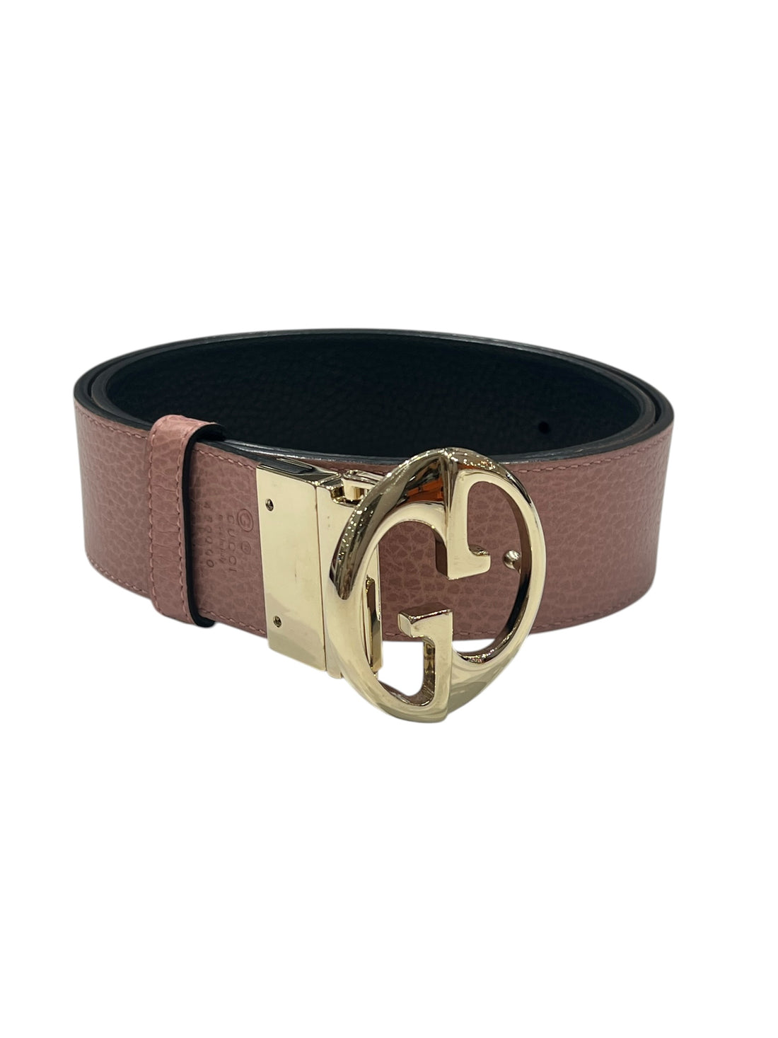 Gucci - ceinture bi colore cuir noir et rose réversible