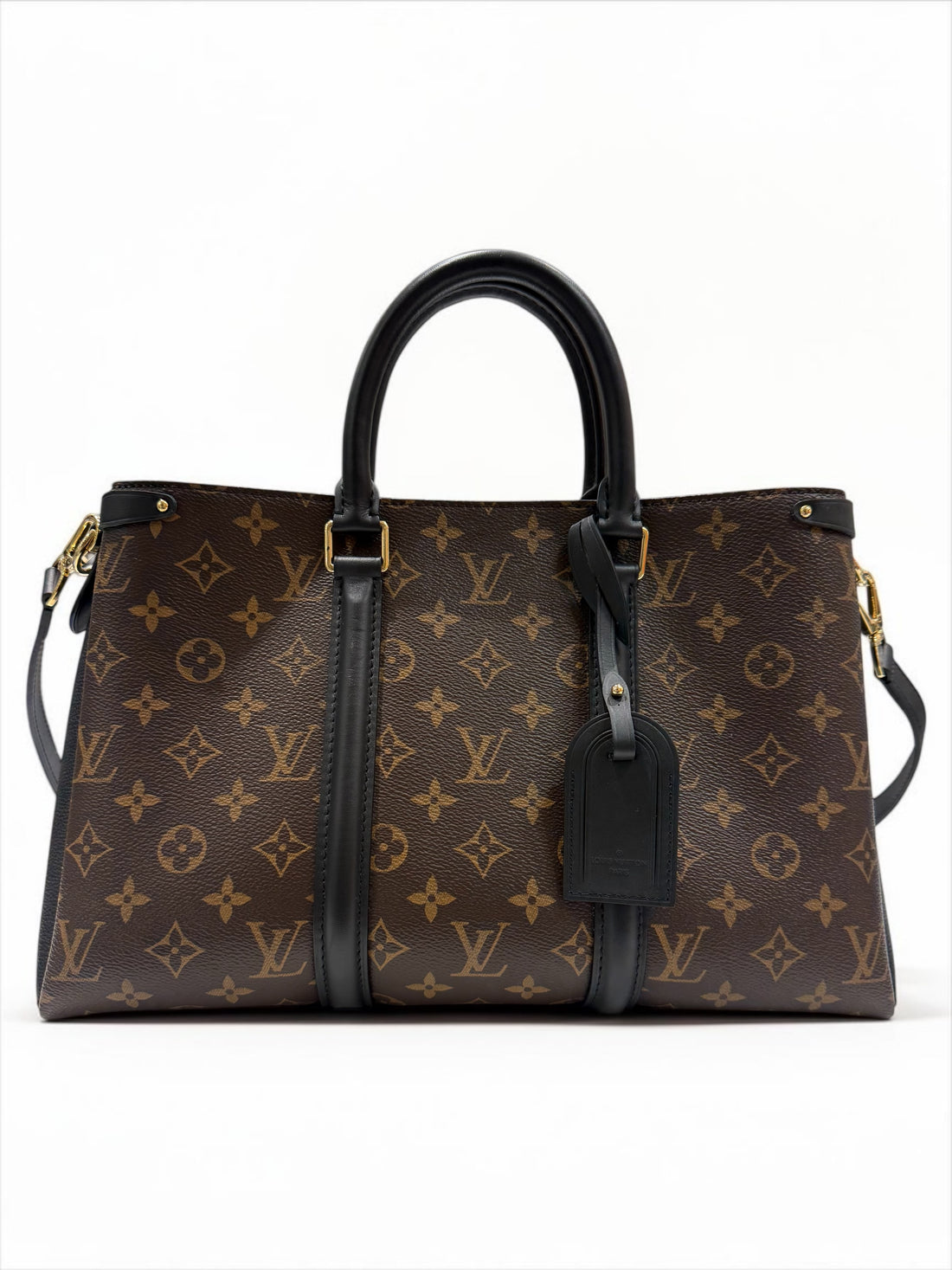 Louis Vuitton - Sac Soufflot en toile Monogramme enduite marron et cuir noir