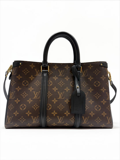 Louis Vuitton - Borsa Soufflot in tela Monogram rivestita marrone e pelle nera