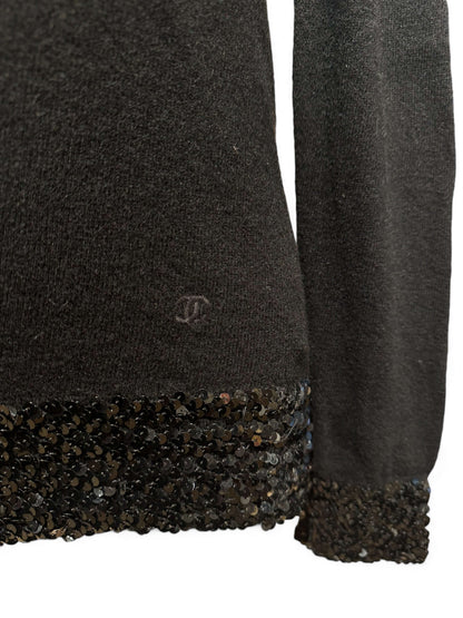 Chanel - Schwarzer Paillettenpullover TM