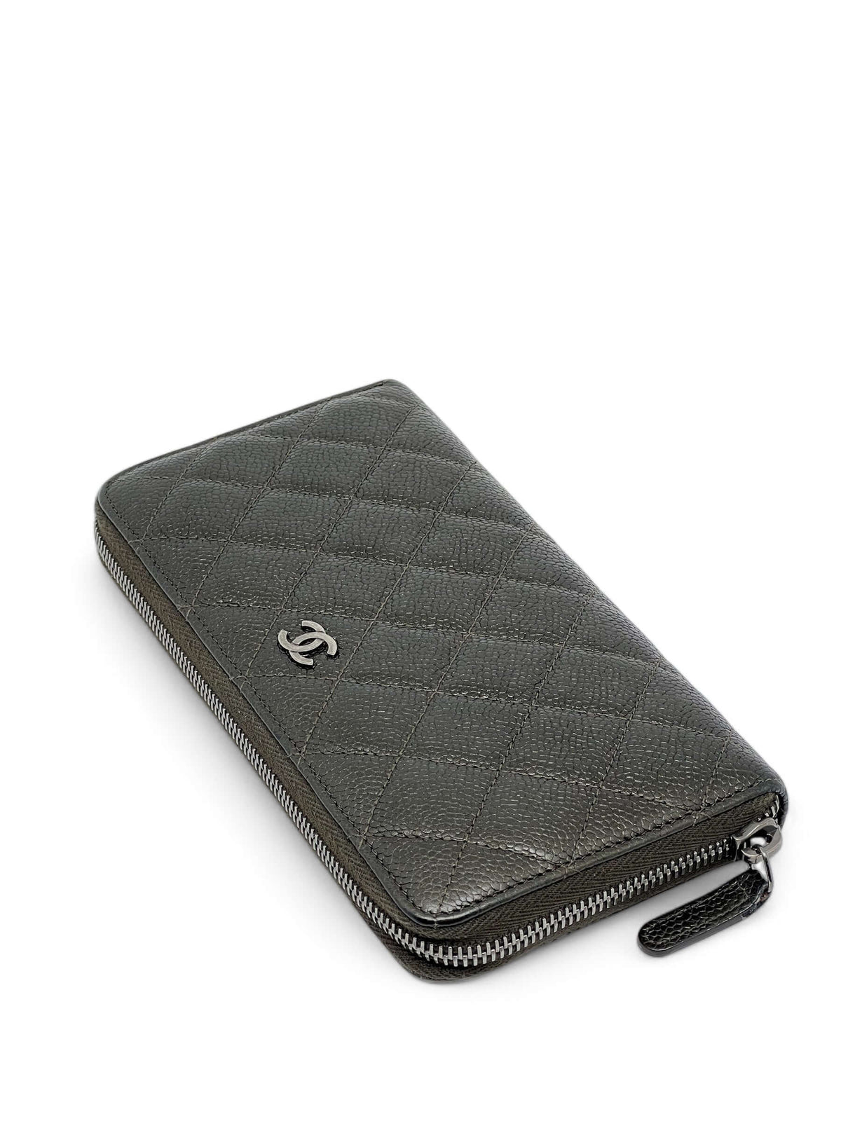 Chanel - Timeless Kaki Leder-Geldbörse