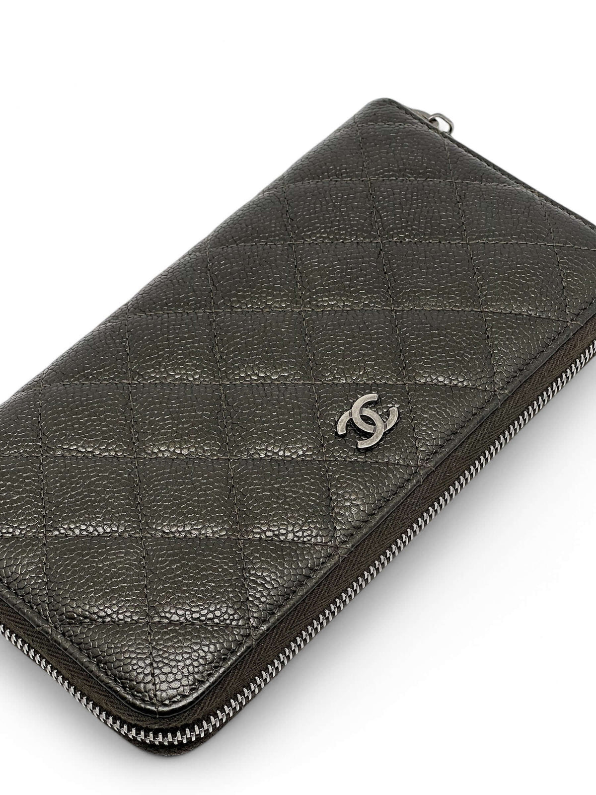 Chanel - Timeless Kaki Leder-Geldbörse