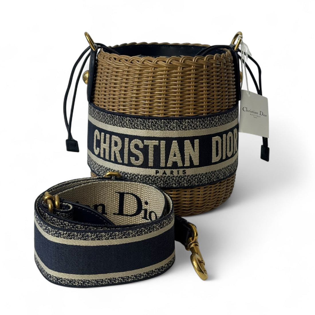 Dior - Panier osier oblique bleu