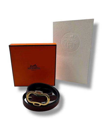 Hermès - Bracelet cuir boucleries triple tour T2