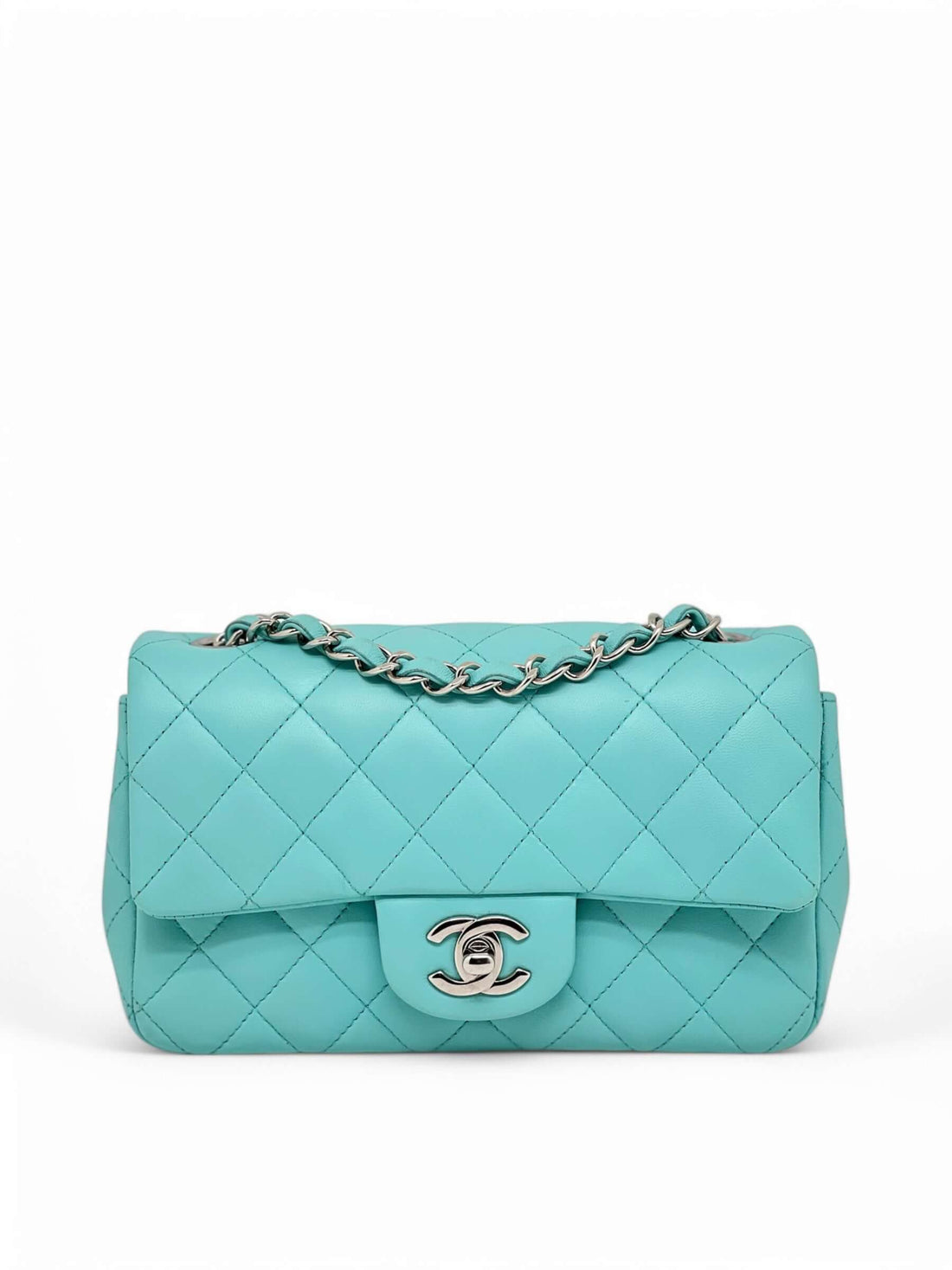 Chanel - Borsa a patta blu Tiffany