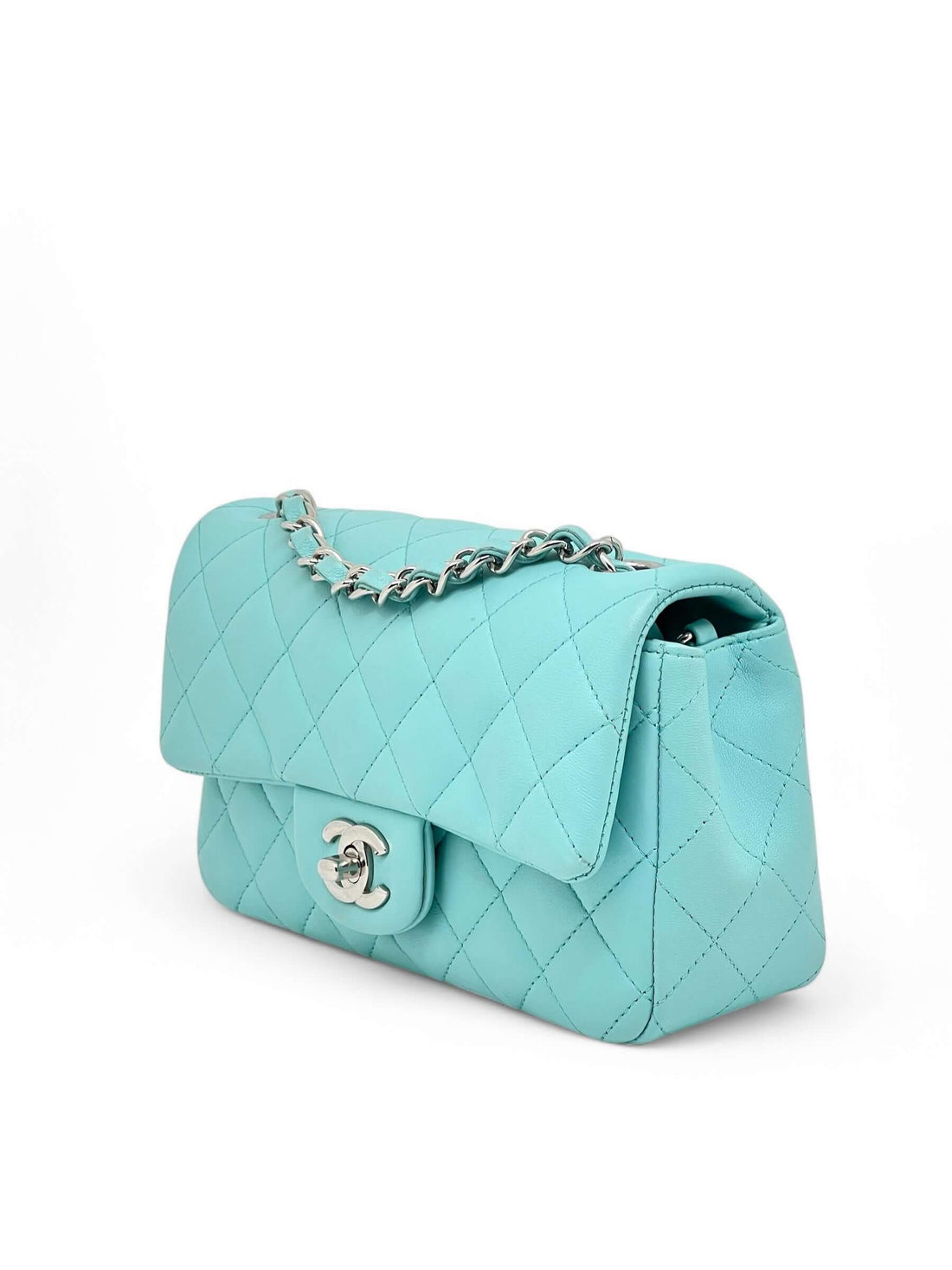 Chanel - Borsa a patta blu Tiffany