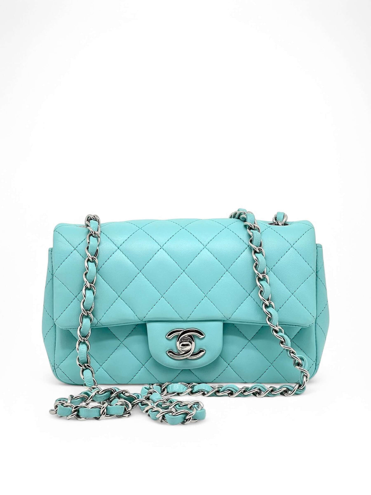 Chanel - Borsa a patta blu Tiffany