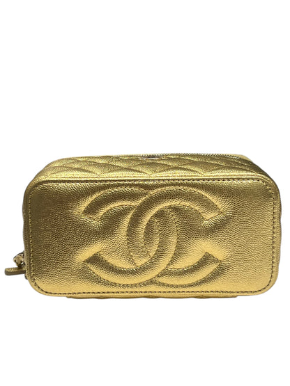 Chanel - sac vanity cuir caviar or