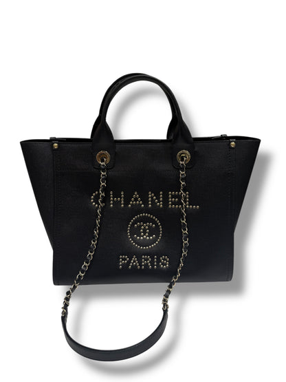 Chanel - Sac Deauville MM cuir noir