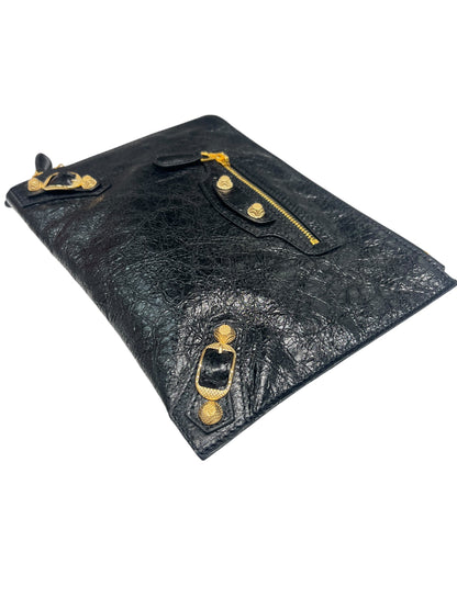 Balenciaga - pochette city cuir noir
