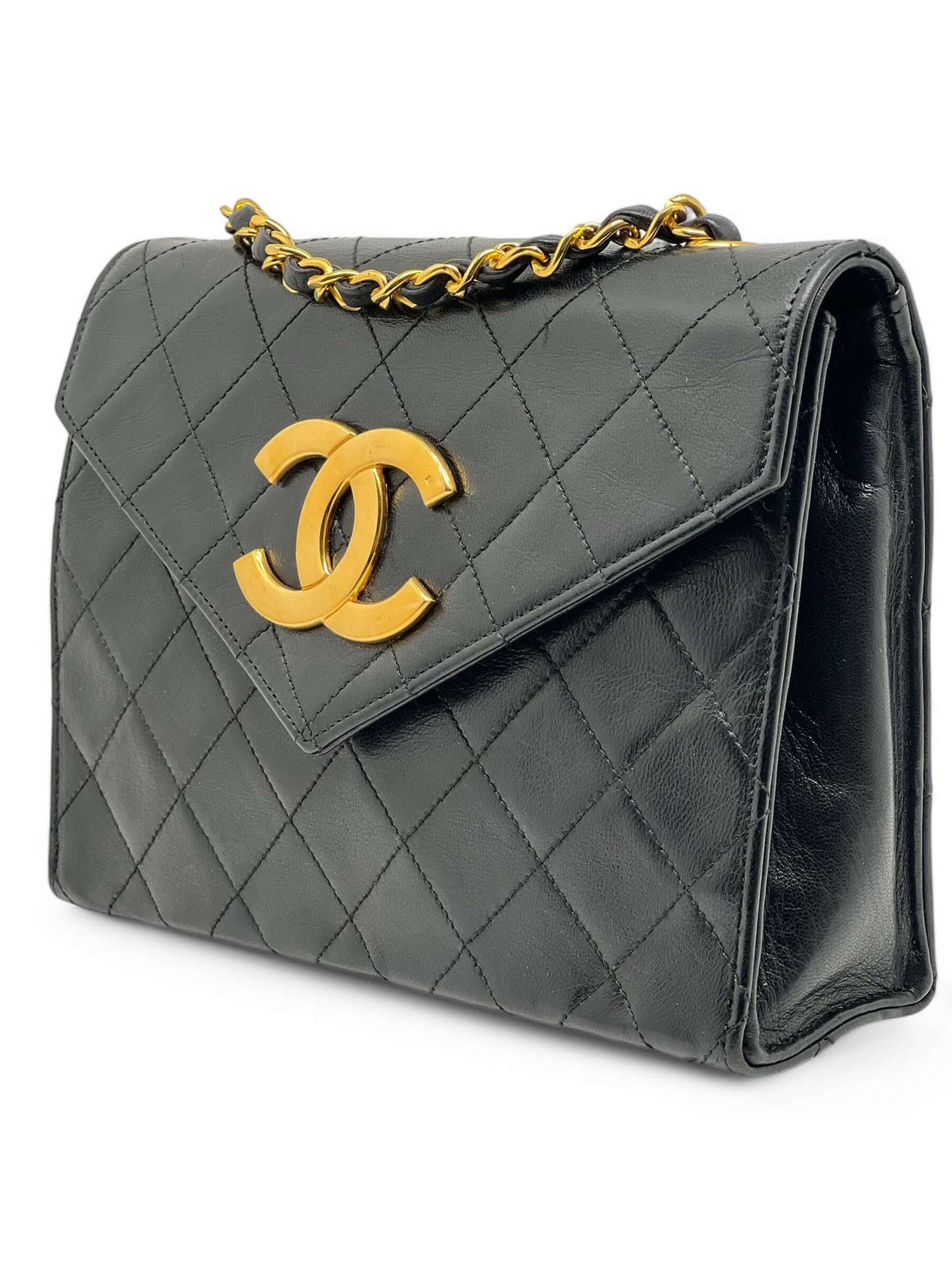 Chanel - Borsa a patta logo oversize cc in pelle