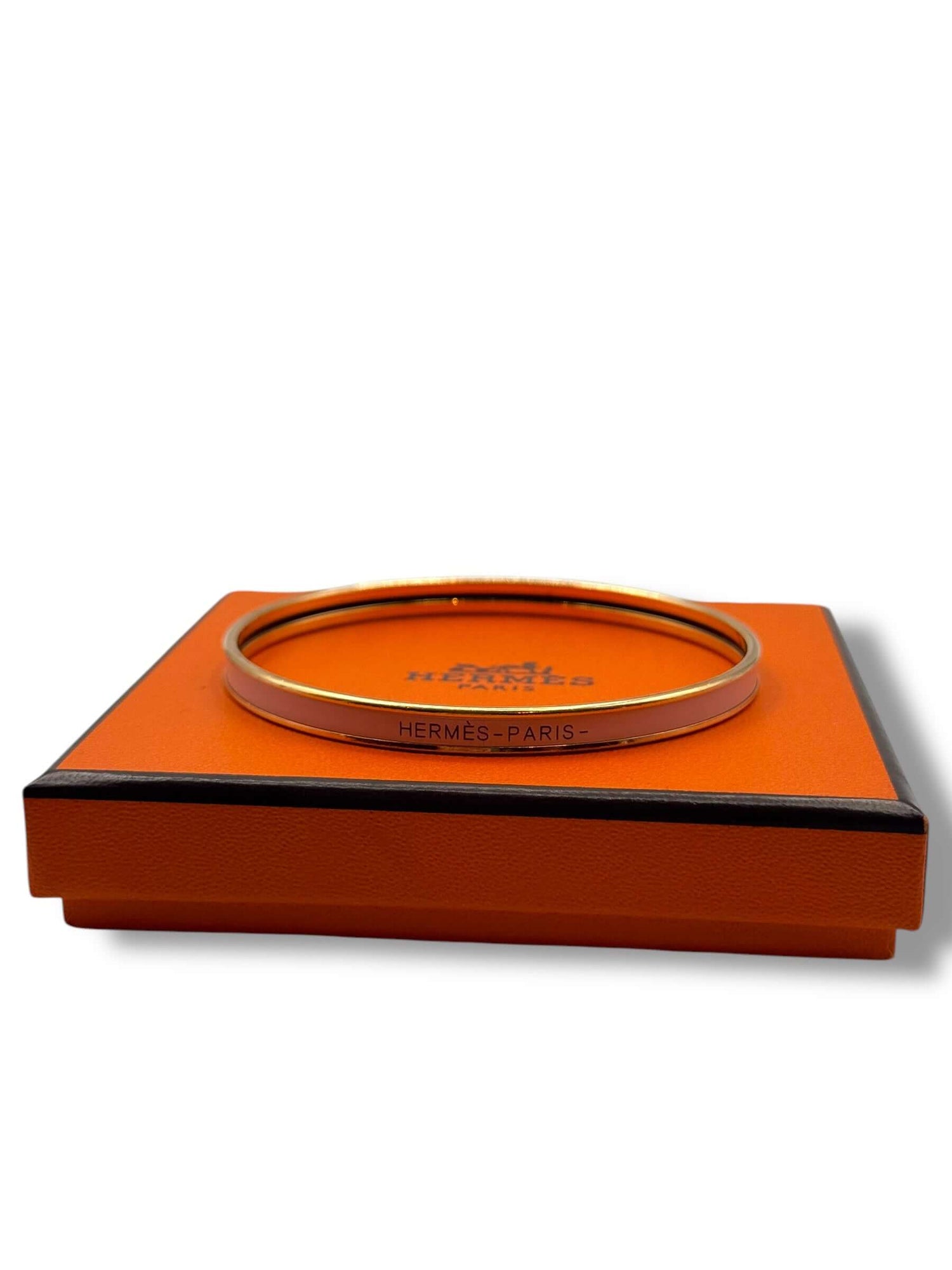 Hermès - Bracelet extra fin « Hermès Paris » Rose Candeur T70