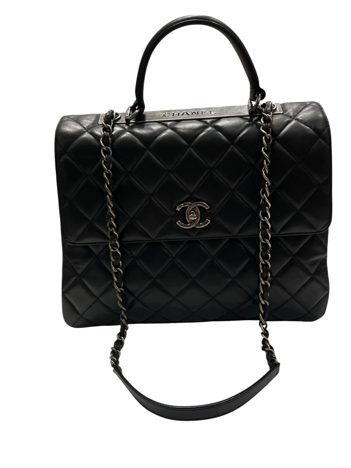 Chanel – Maxi-Trendy-Tasche aus schwarzem Lammleder