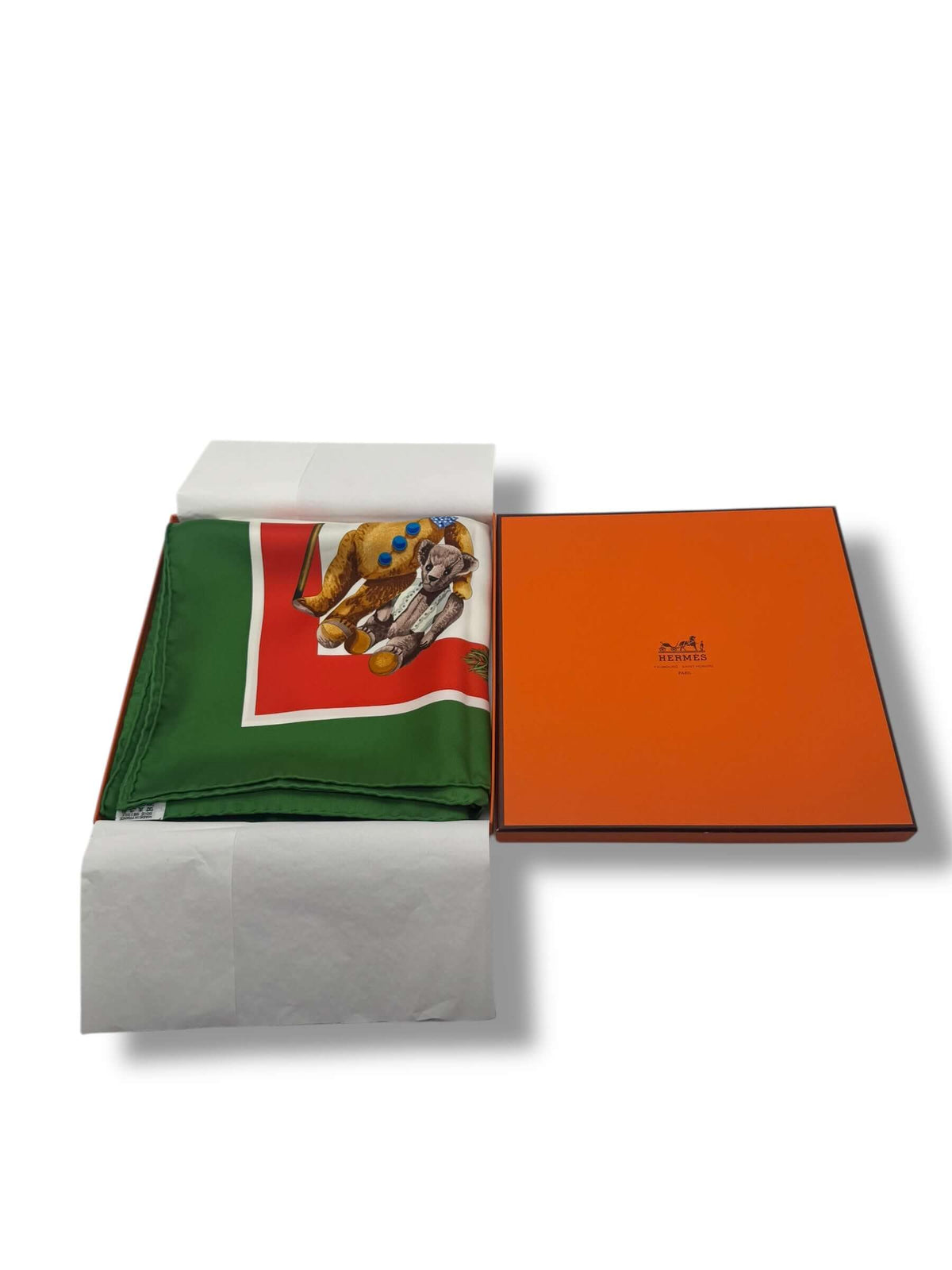 Hermès - 90 Scarf “Confidents des coeurs” in Green and Red