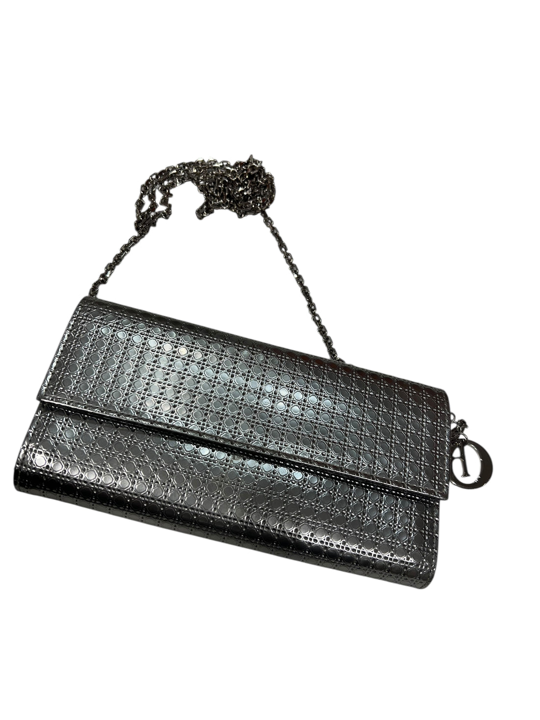Dior - Sac wallet on chain microcannage argenté