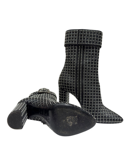 Saint Laurent - Bottines à clous perforés noires et boucle argenté T40