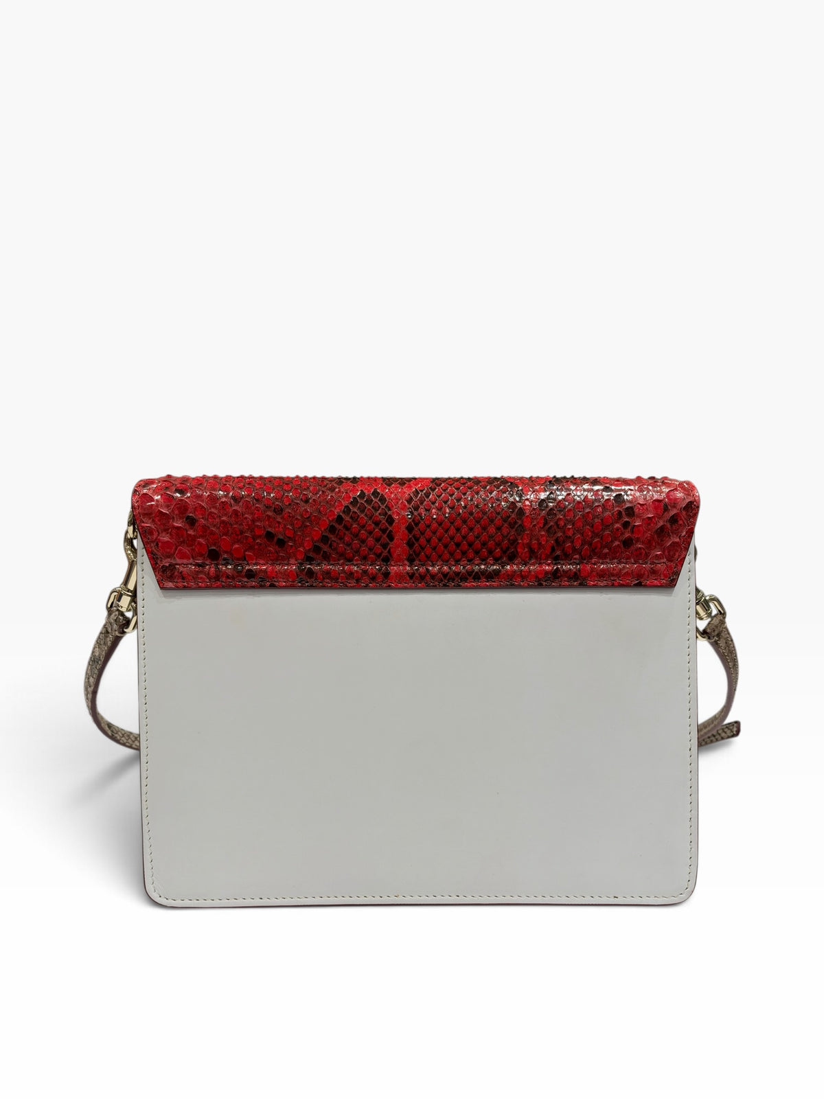 Dolce Gabbana - Blue and white Lucia bag with red python flap