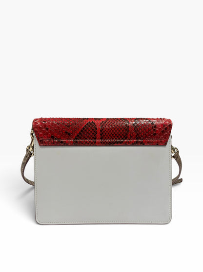 Dolce Gabbana - Blue and white Lucia bag with red python flap