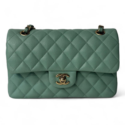 Chanel - Borsa Timeless pelle caviar verde acqua