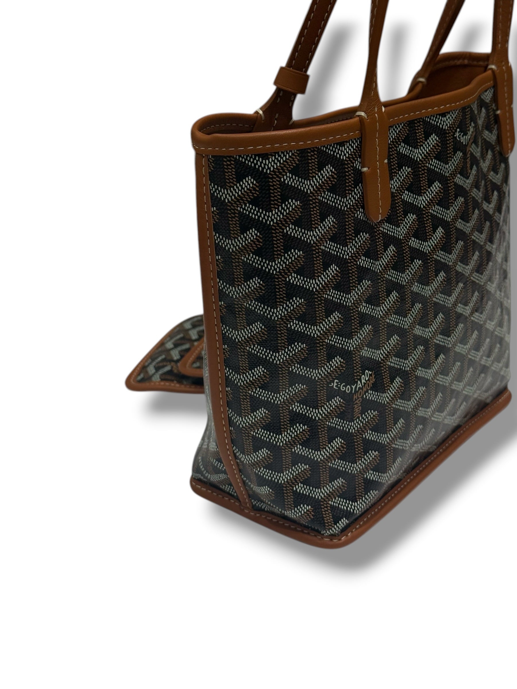 Goyard - Sac Mini Anjou réversible toile et cuir Gold