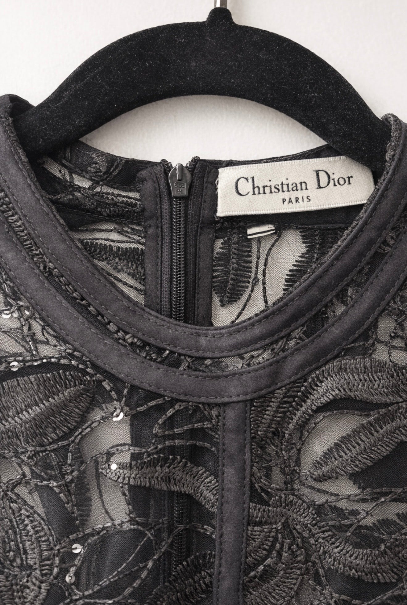 Christian Dior - Robe de Soirée en Tulle Brodé Noir